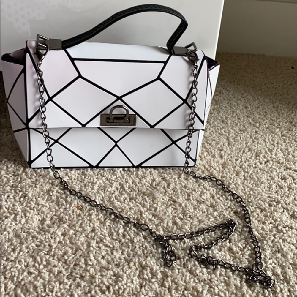 White Crossbody Clutch Geometric Going Out Bag